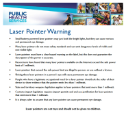 Thumbnail image of the Laser Pointer Warning Fact Sheet