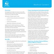 Thumbnail image of the Medical Careers fact sheet