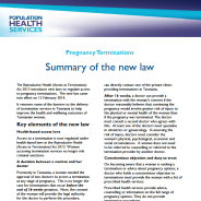 Thumbnail image of the Pregnancy Termination Summary of the New Law Fact Sheet