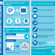 Thumbnail image for an infographic on screens and sitting for children 0-5 years.
