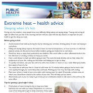 Thumbnail image of the Sleeping when it's hot fact sheet