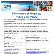 Thumbnail image of the Termination of Pregnancy fact sheet