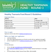 Thumbnail image for Healthy Tasmania Fund Round 2 Guidelines