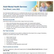Thumbnail image of the guide for adult mental health services.