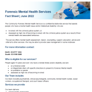 Thumbnail image of the Forensic Mental Health fact sheet.
