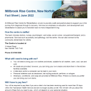 Thumbnail image of the Millbrook Rise Centre fact sheet.