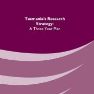 Screenshot of the cover page of Tasmania's Research Strategy: A Three Year Plan