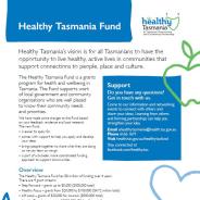 Screen shot of the first page of the Healthy Tasmania Fund community information brochure