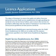 Thumbnail for information sheet licence applications under the health services act 2006