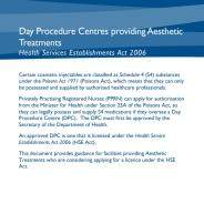 Thumbnail for information sheet for Day Procedure Centres providing Aesthetic Treatments under the Health Services Establishment Act 2006