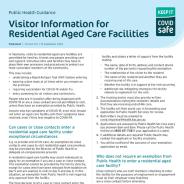 Visitor Information for Residential Aged Care Facilities fact sheet thumbnail