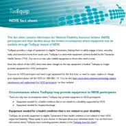 Thumbnail image of TasEquip - NDIS fact sheet