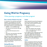 Thumbnail image of the fact sheet outlining how to eat well during pregnancy