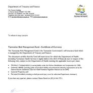 Tasmanian Risk Management Fund Certificate of Currency - Department of Health Tasmania thumbnail