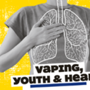young person with hand on chest showing lungs